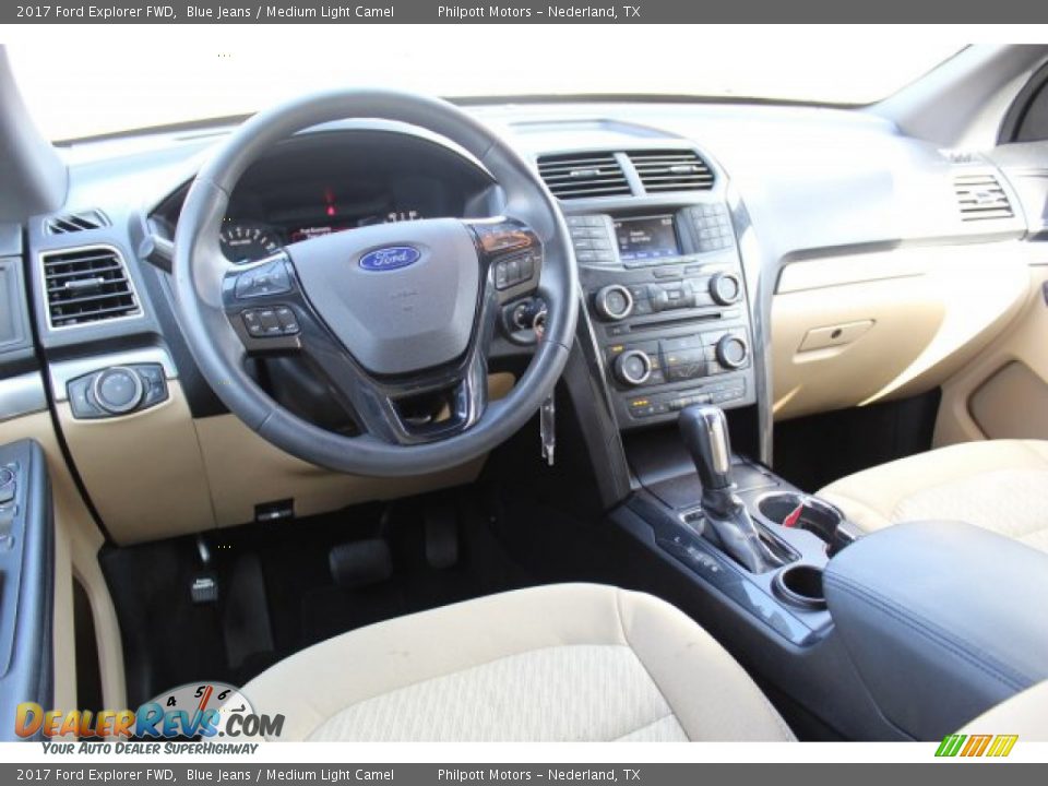 2017 Ford Explorer FWD Blue Jeans / Medium Light Camel Photo #22