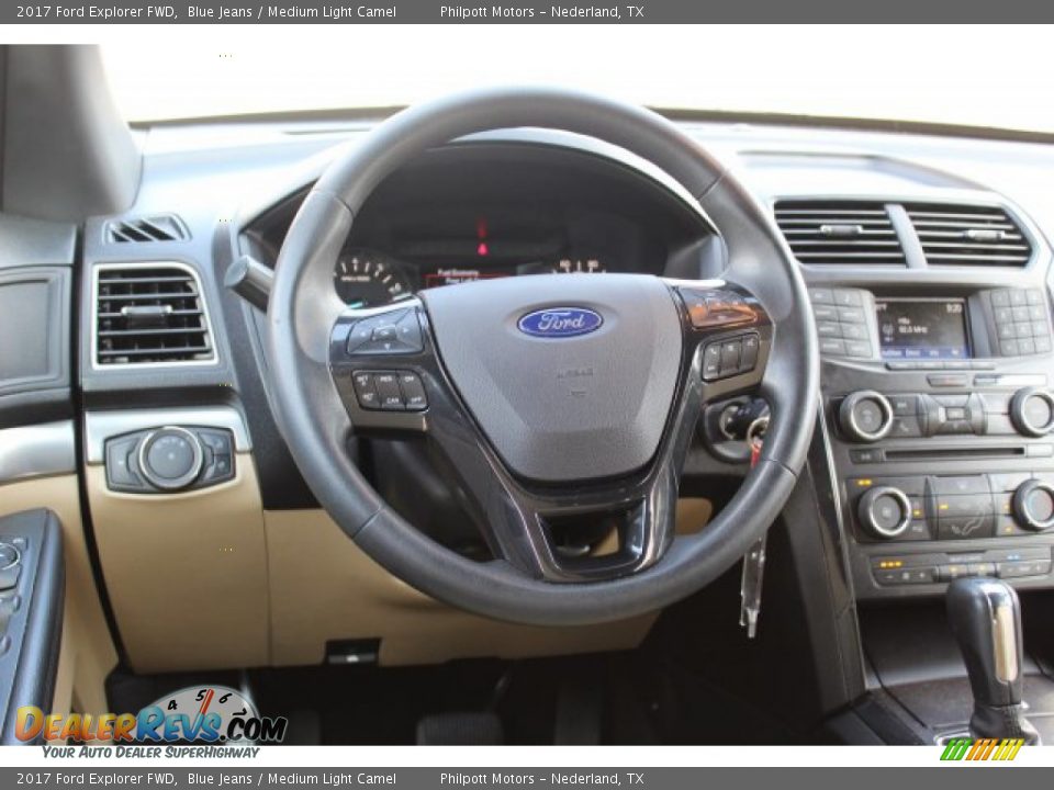 2017 Ford Explorer FWD Blue Jeans / Medium Light Camel Photo #23