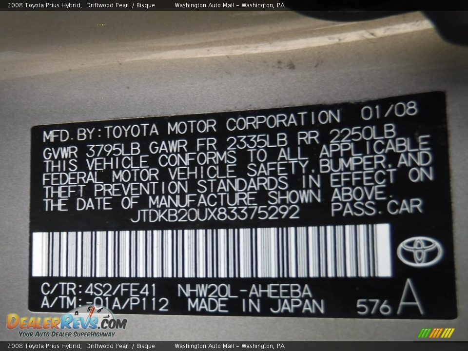 2008 Toyota Prius Hybrid Driftwood Pearl / Bisque Photo #24