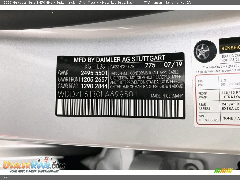 Mercedes-Benz Color Code 775 Iridium Silver Metallic