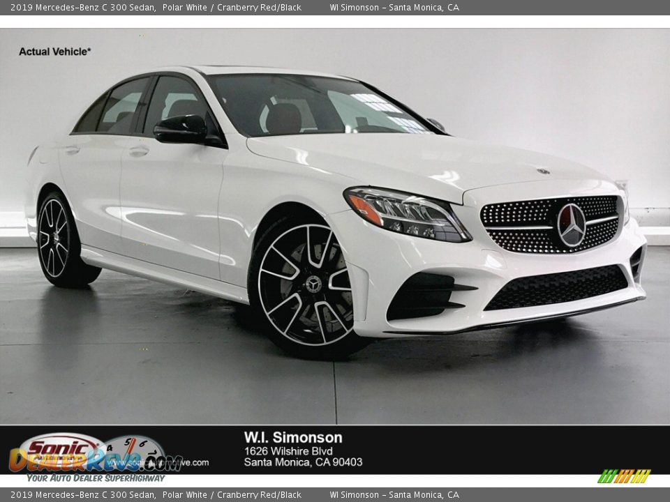 2019 Mercedes-Benz C 300 Sedan Polar White / Cranberry Red/Black Photo #1