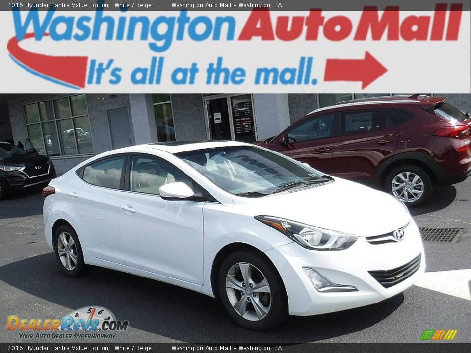 2016 Hyundai Elantra Value Edition White / Beige Photo #1