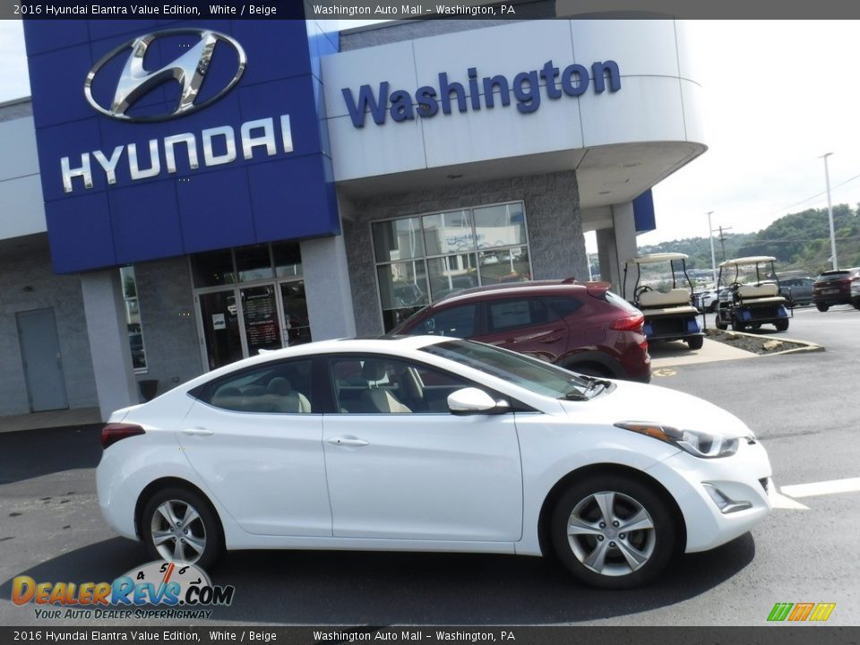2016 Hyundai Elantra Value Edition White / Beige Photo #2
