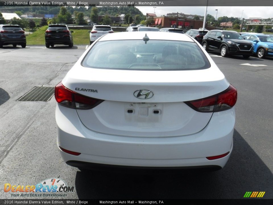 2016 Hyundai Elantra Value Edition White / Beige Photo #7
