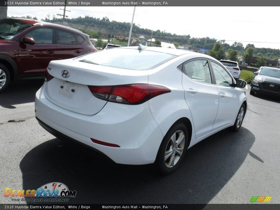 2016 Hyundai Elantra Value Edition White / Beige Photo #8