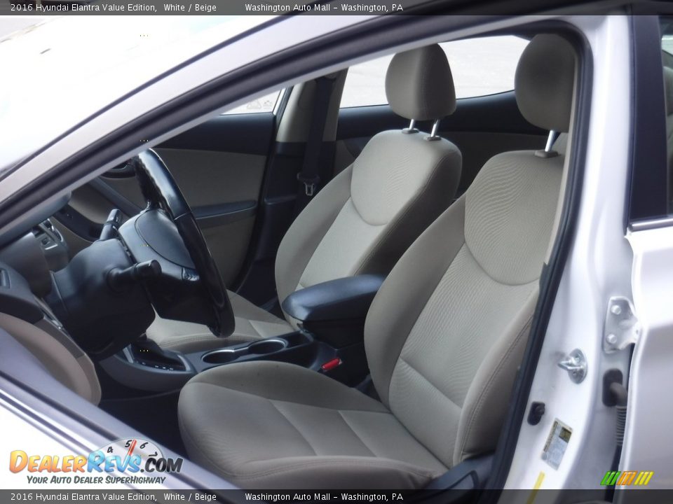 2016 Hyundai Elantra Value Edition White / Beige Photo #12