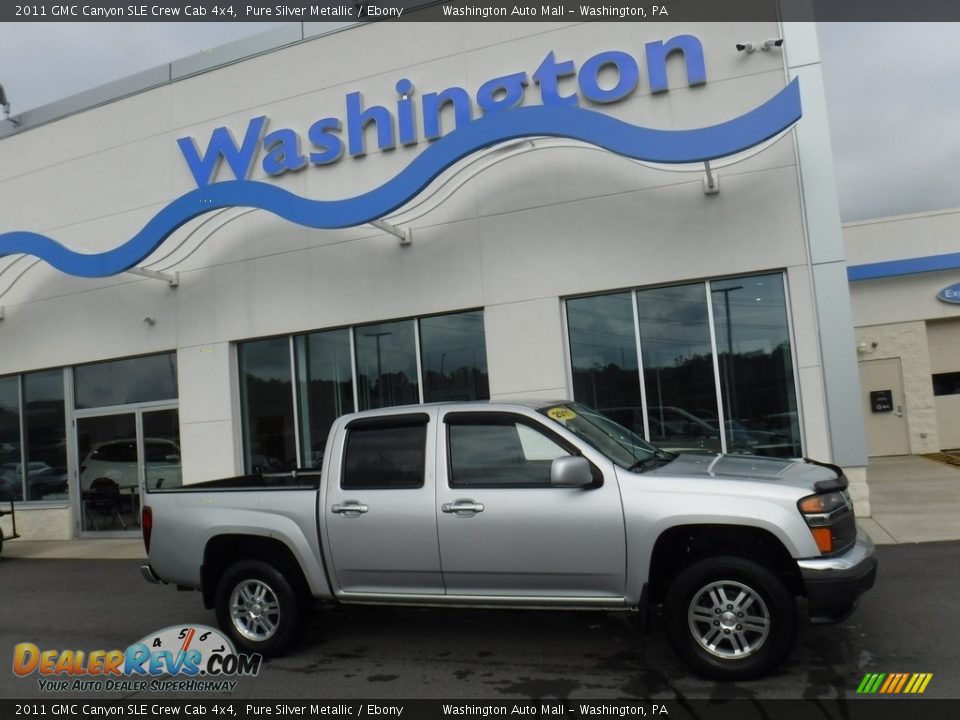 2011 GMC Canyon SLE Crew Cab 4x4 Pure Silver Metallic / Ebony Photo #2