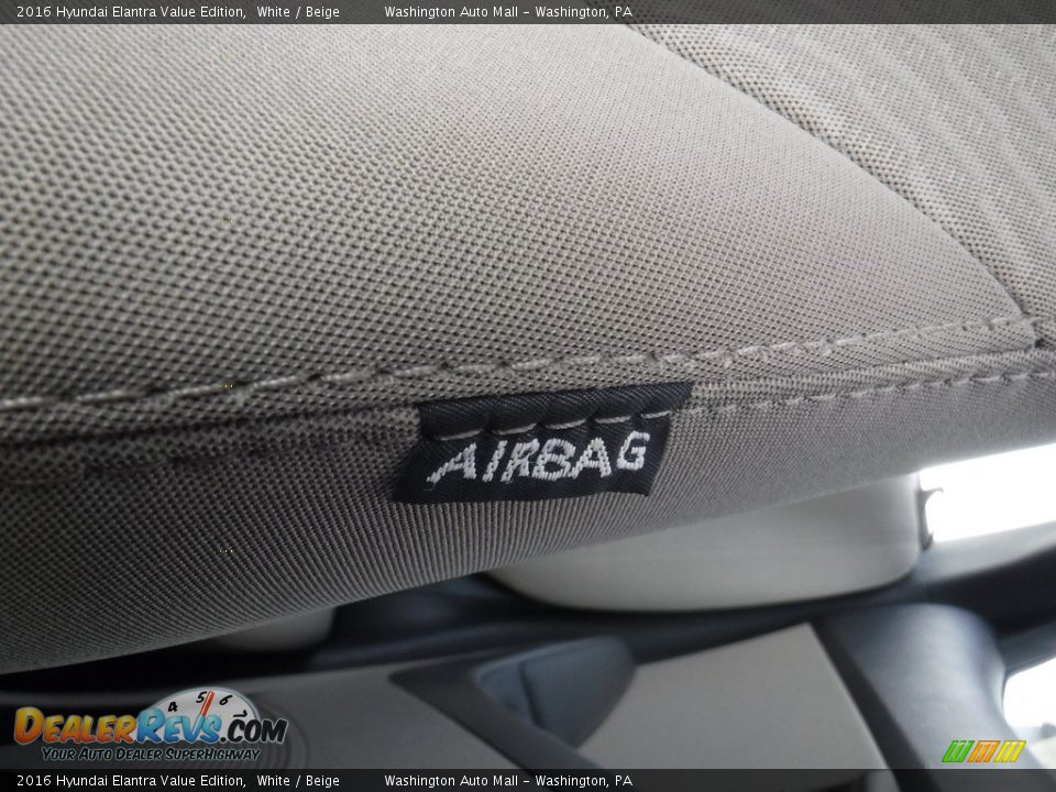 2016 Hyundai Elantra Value Edition White / Beige Photo #13