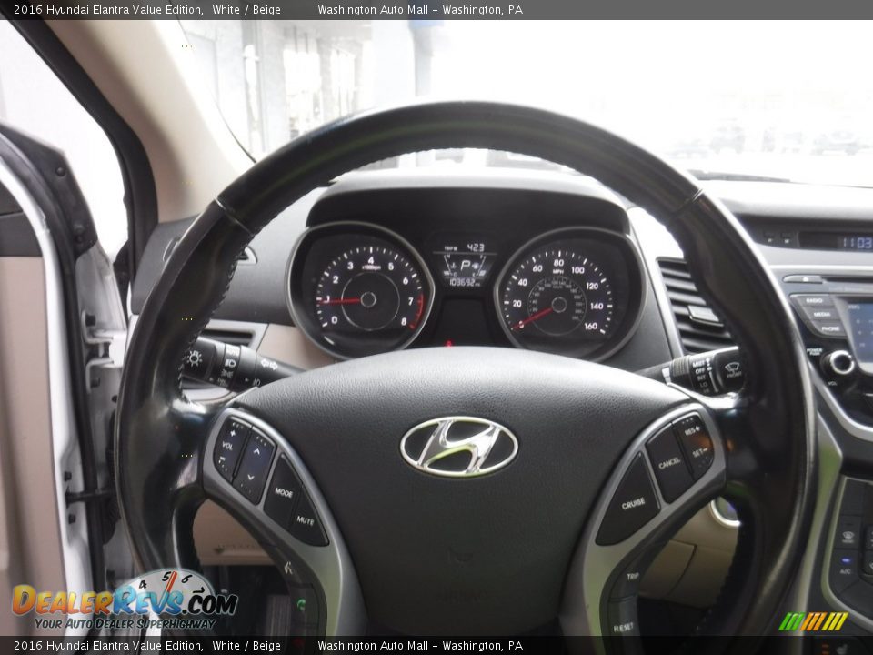 2016 Hyundai Elantra Value Edition White / Beige Photo #18