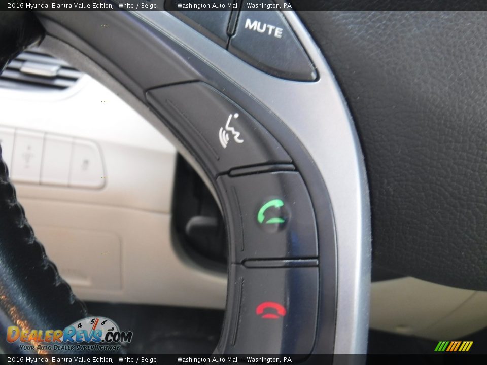 2016 Hyundai Elantra Value Edition White / Beige Photo #19