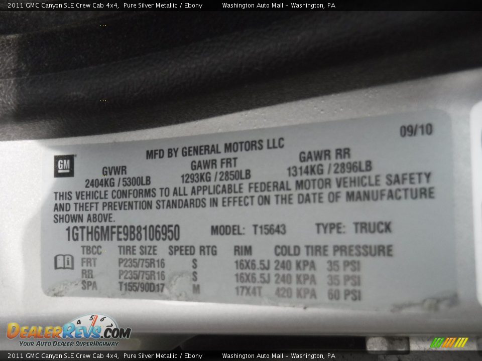 2011 GMC Canyon SLE Crew Cab 4x4 Pure Silver Metallic / Ebony Photo #24