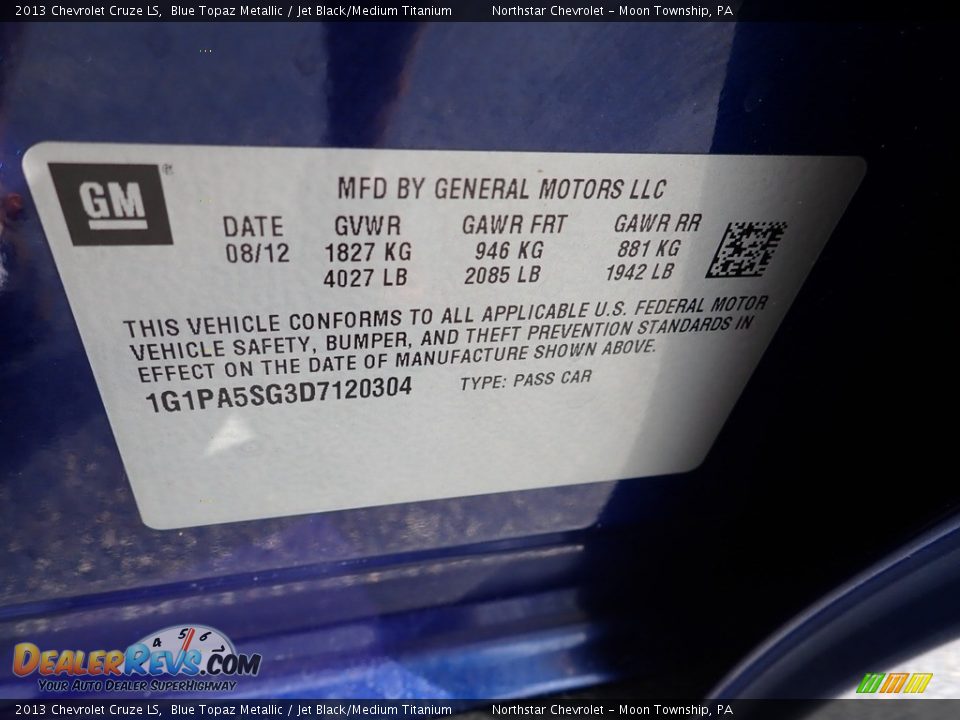 2013 Chevrolet Cruze LS Blue Topaz Metallic / Jet Black/Medium Titanium Photo #29