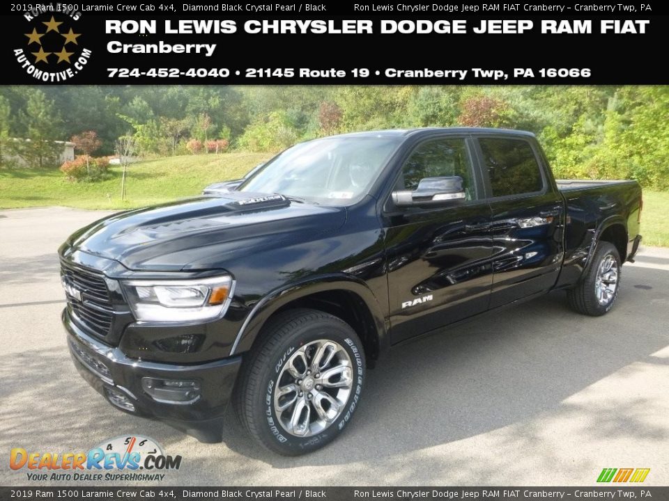 2019 Ram 1500 Laramie Crew Cab 4x4 Diamond Black Crystal Pearl / Black Photo #1