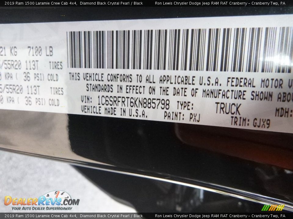 2019 Ram 1500 Laramie Crew Cab 4x4 Diamond Black Crystal Pearl / Black Photo #16