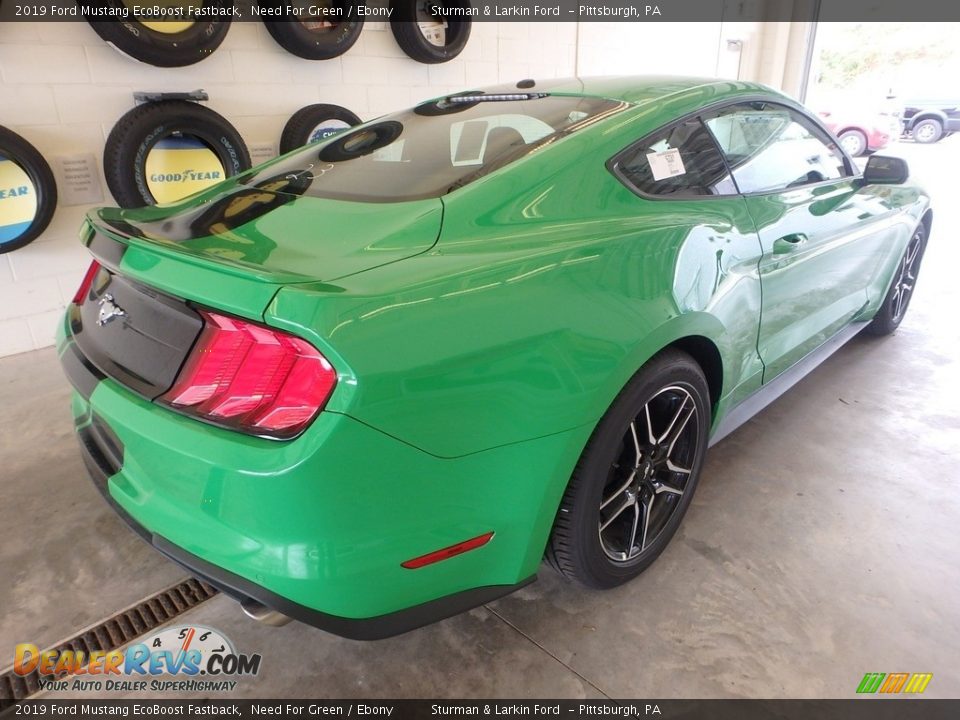 2019 Ford Mustang EcoBoost Fastback Need For Green / Ebony Photo #2