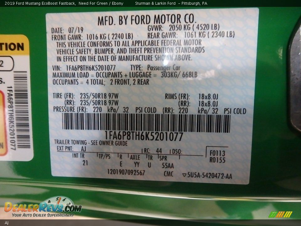 Ford Color Code AJ Need For Green