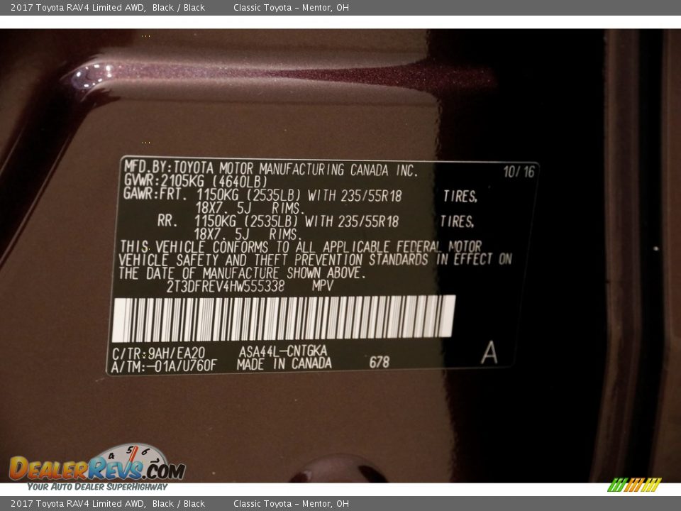 2017 Toyota RAV4 Limited AWD Black / Black Photo #20