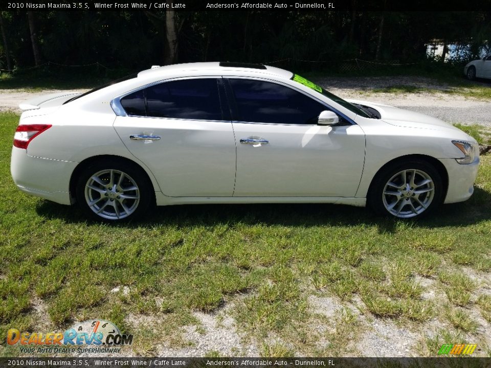 2010 Nissan Maxima 3.5 S Winter Frost White / Caffe Latte Photo #2