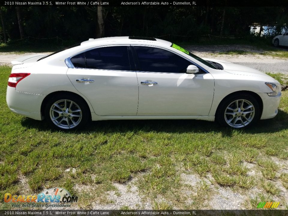 2010 Nissan Maxima 3.5 S Winter Frost White / Caffe Latte Photo #2