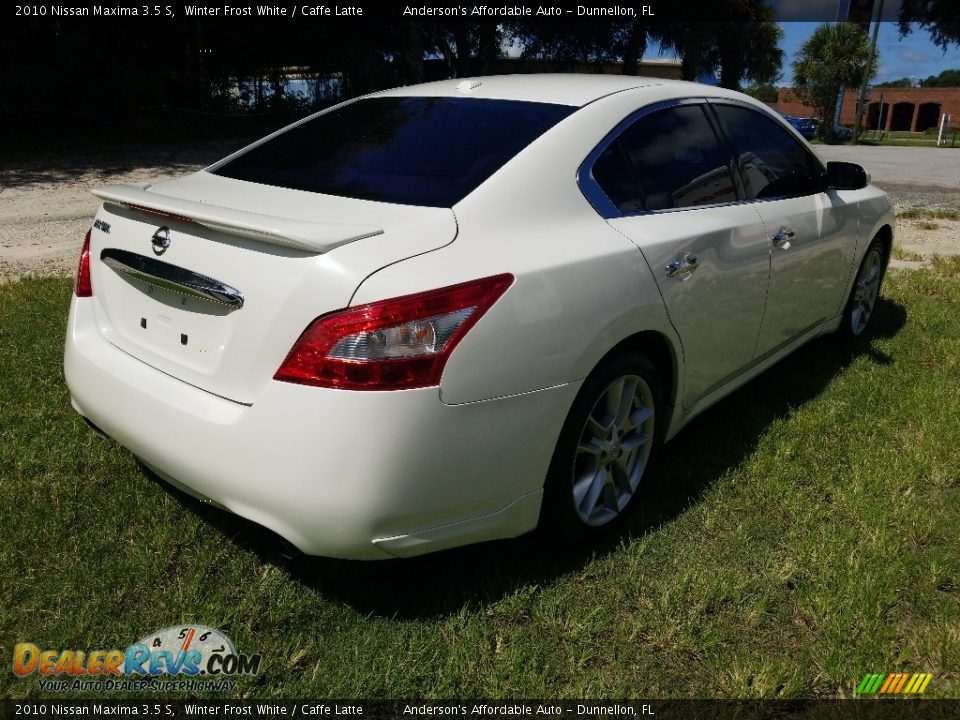 2010 Nissan Maxima 3.5 S Winter Frost White / Caffe Latte Photo #3