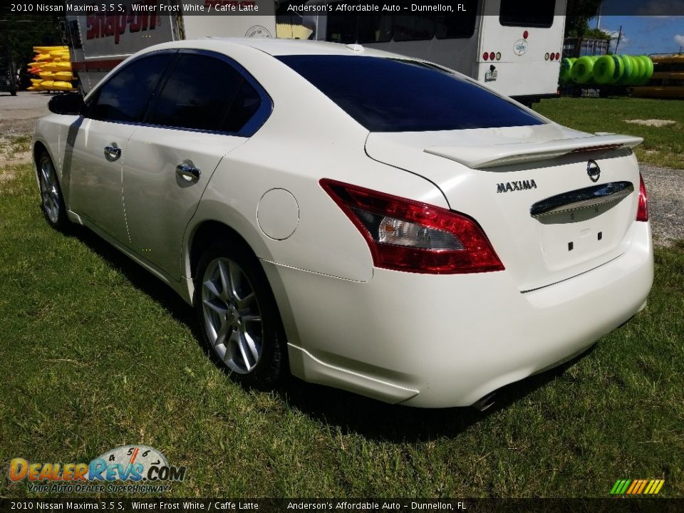 2010 Nissan Maxima 3.5 S Winter Frost White / Caffe Latte Photo #5