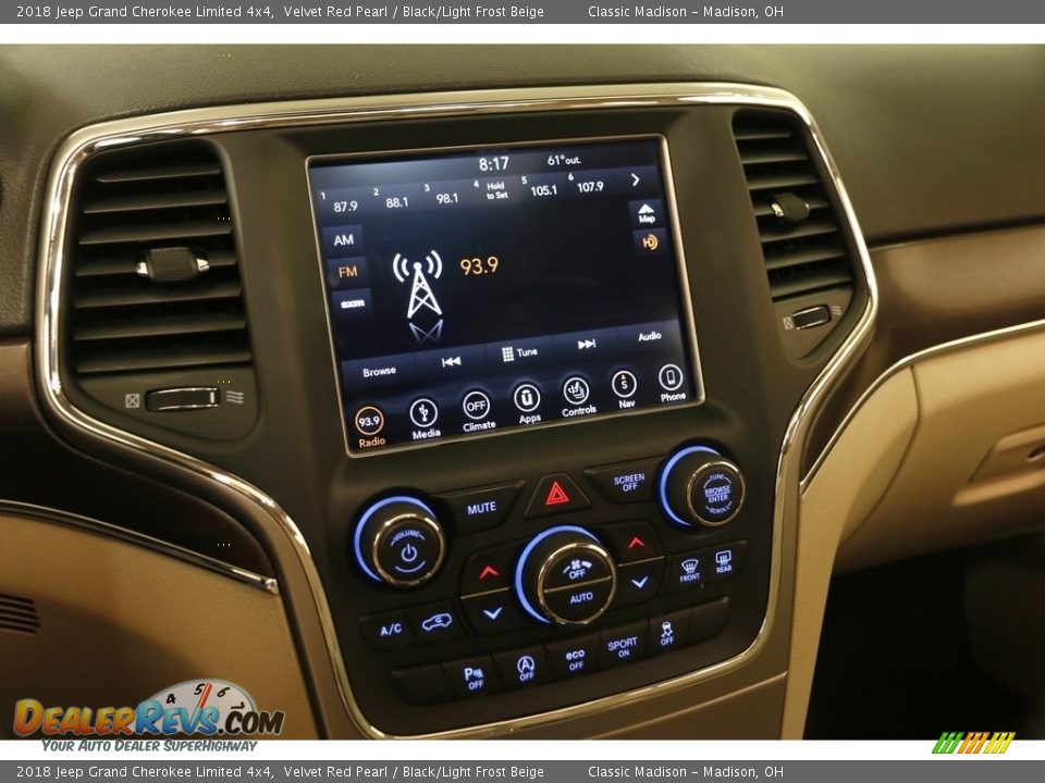 2018 Jeep Grand Cherokee Limited 4x4 Velvet Red Pearl / Black/Light Frost Beige Photo #8
