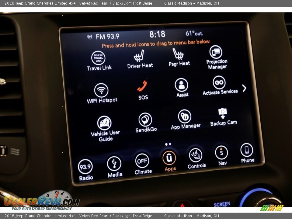 2018 Jeep Grand Cherokee Limited 4x4 Velvet Red Pearl / Black/Light Frost Beige Photo #9