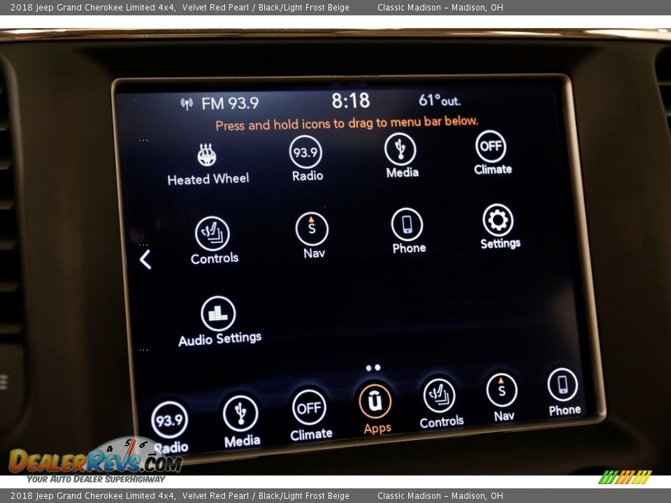 2018 Jeep Grand Cherokee Limited 4x4 Velvet Red Pearl / Black/Light Frost Beige Photo #10