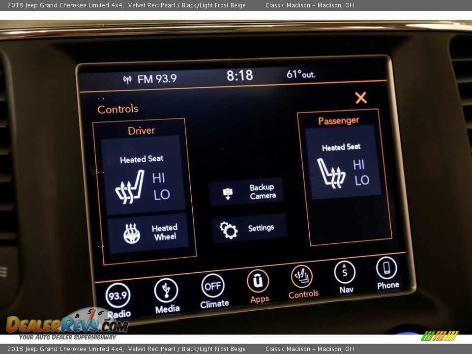 2018 Jeep Grand Cherokee Limited 4x4 Velvet Red Pearl / Black/Light Frost Beige Photo #11