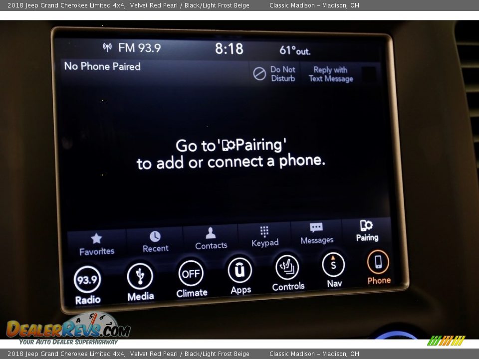 2018 Jeep Grand Cherokee Limited 4x4 Velvet Red Pearl / Black/Light Frost Beige Photo #14