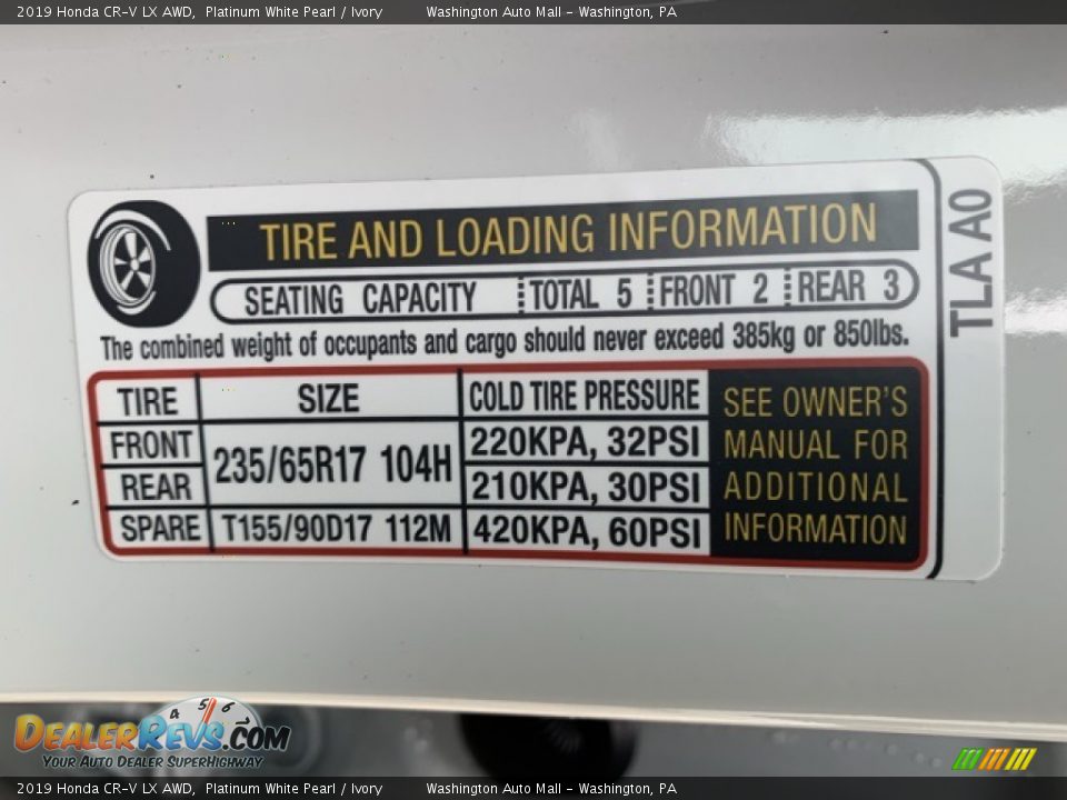 2019 Honda CR-V LX AWD Platinum White Pearl / Ivory Photo #8