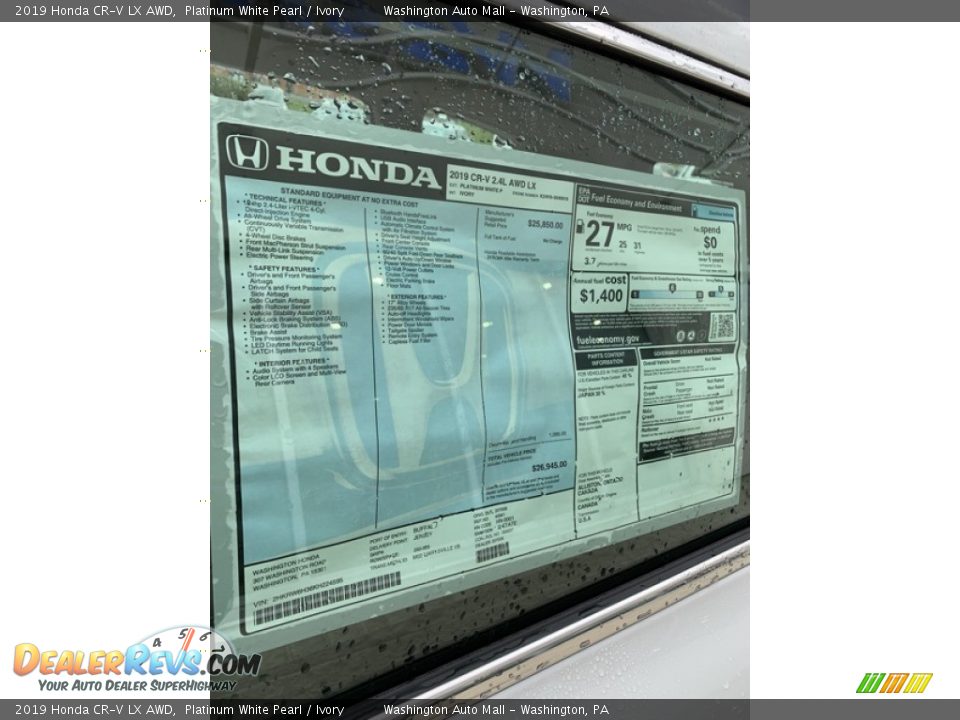 2019 Honda CR-V LX AWD Platinum White Pearl / Ivory Photo #15