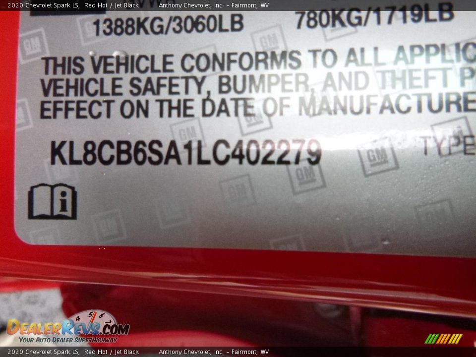 2020 Chevrolet Spark LS Red Hot / Jet Black Photo #14