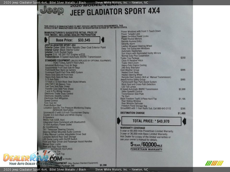2020 Jeep Gladiator Sport 4x4 Billet Silver Metallic / Black Photo #28