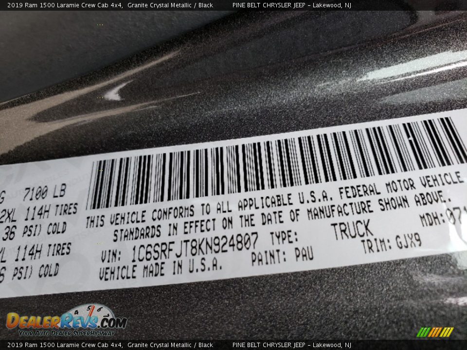 2019 Ram 1500 Laramie Crew Cab 4x4 Granite Crystal Metallic / Black Photo #9
