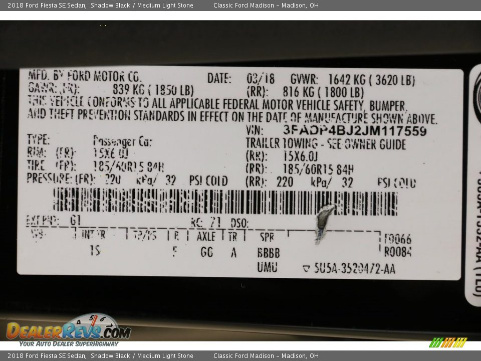 2018 Ford Fiesta SE Sedan Shadow Black / Medium Light Stone Photo #19