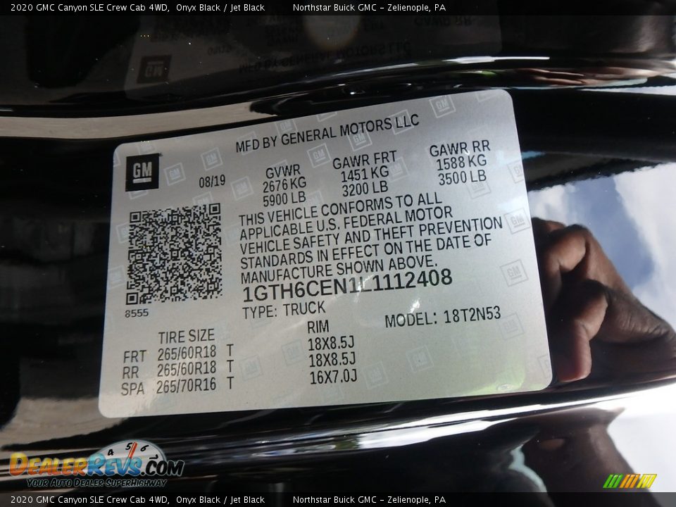 2020 GMC Canyon SLE Crew Cab 4WD Onyx Black / Jet Black Photo #12