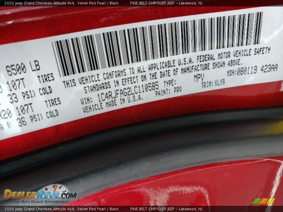 2020 Jeep Grand Cherokee Altitude 4x4 Velvet Red Pearl / Black Photo #9