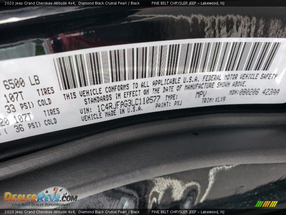 2020 Jeep Grand Cherokee Altitude 4x4 Diamond Black Crystal Pearl / Black Photo #9