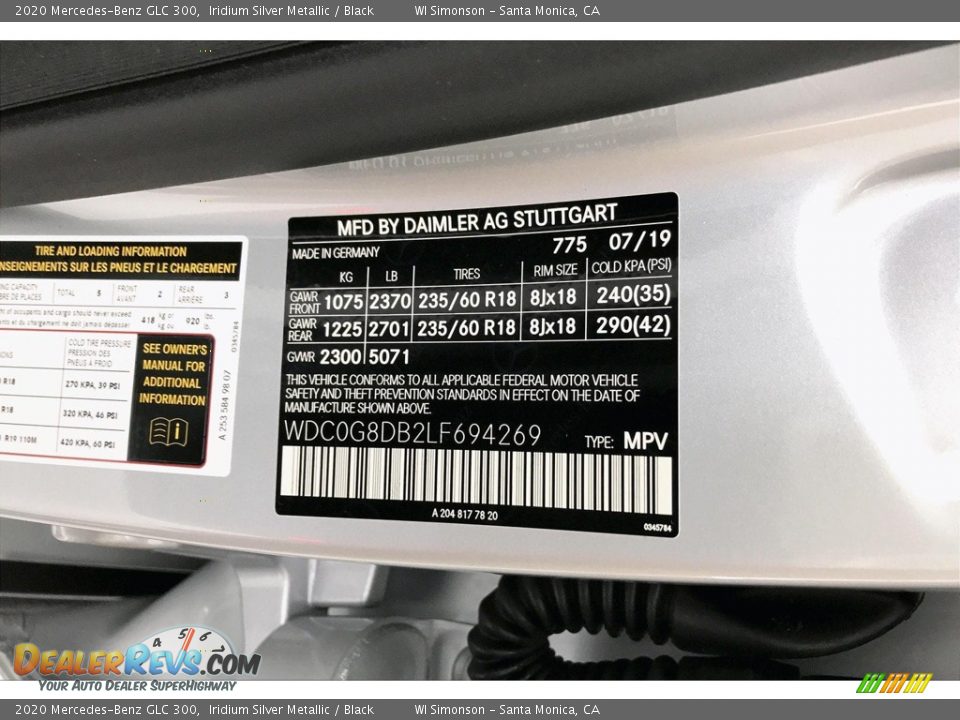 2020 Mercedes-Benz GLC 300 Iridium Silver Metallic / Black Photo #10