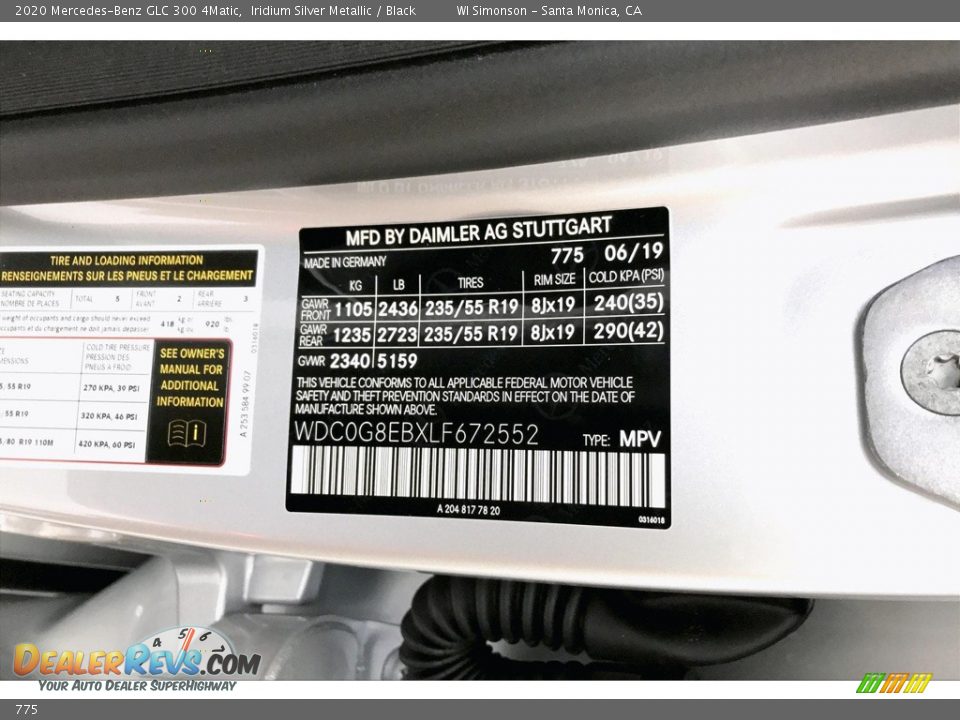 Mercedes-Benz Color Code 775 Iridium Silver Metallic