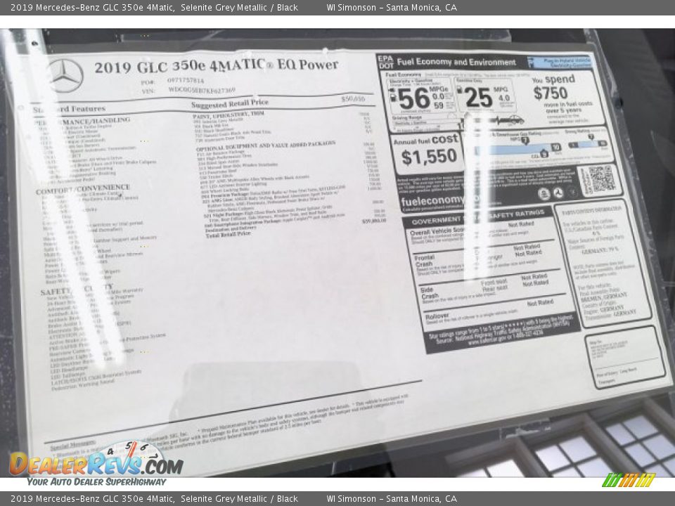 2019 Mercedes-Benz GLC 350e 4Matic Selenite Grey Metallic / Black Photo #10