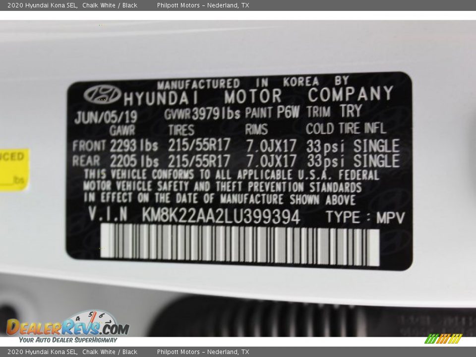 2020 Hyundai Kona SEL Chalk White / Black Photo #26