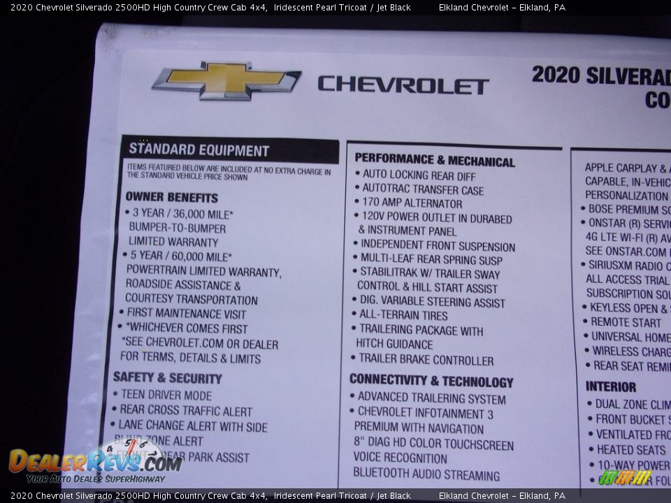2020 Chevrolet Silverado 2500HD High Country Crew Cab 4x4 Iridescent Pearl Tricoat / Jet Black Photo #15