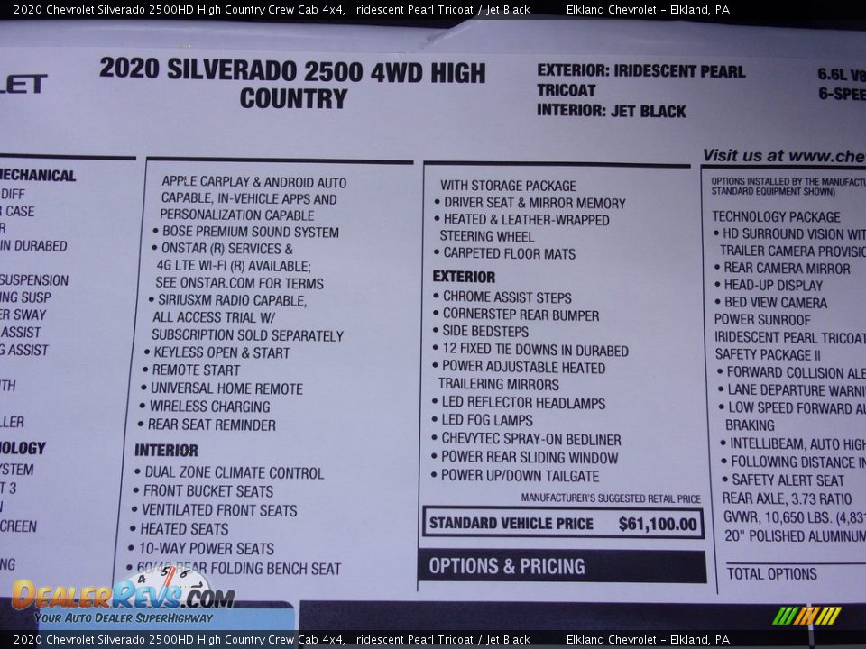 2020 Chevrolet Silverado 2500HD High Country Crew Cab 4x4 Iridescent Pearl Tricoat / Jet Black Photo #16