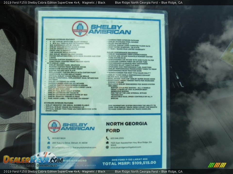 2019 Ford F150 Shelby Cobra Edition SuperCrew 4x4 Window Sticker Photo #35