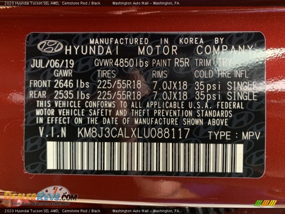 2020 Hyundai Tucson SEL AWD Gemstone Red / Black Photo #10