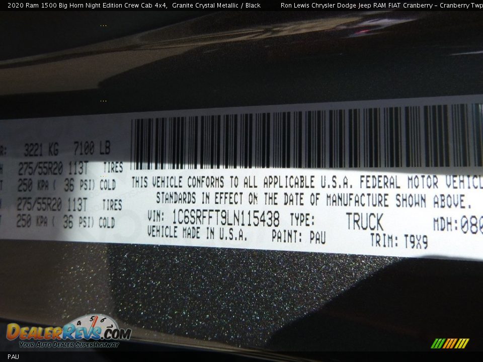 Ram Color Code PAU Granite Crystal Metallic