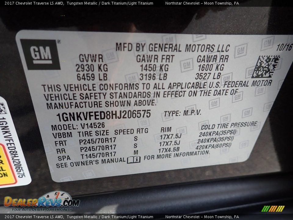 2017 Chevrolet Traverse LS AWD Tungsten Metallic / Dark Titanium/Light Titanium Photo #28