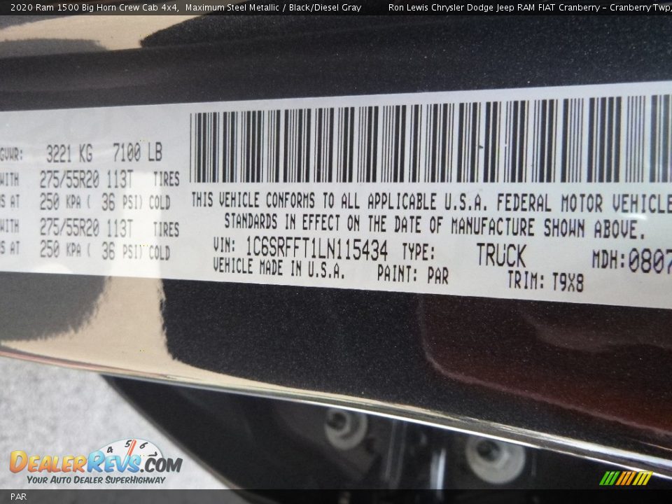 Ram Color Code PAR Maximum Steel Metallic